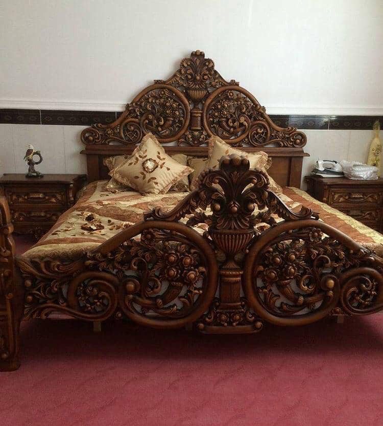 سرویس خواب دو نفره قهوه ای با لوازم جانبی